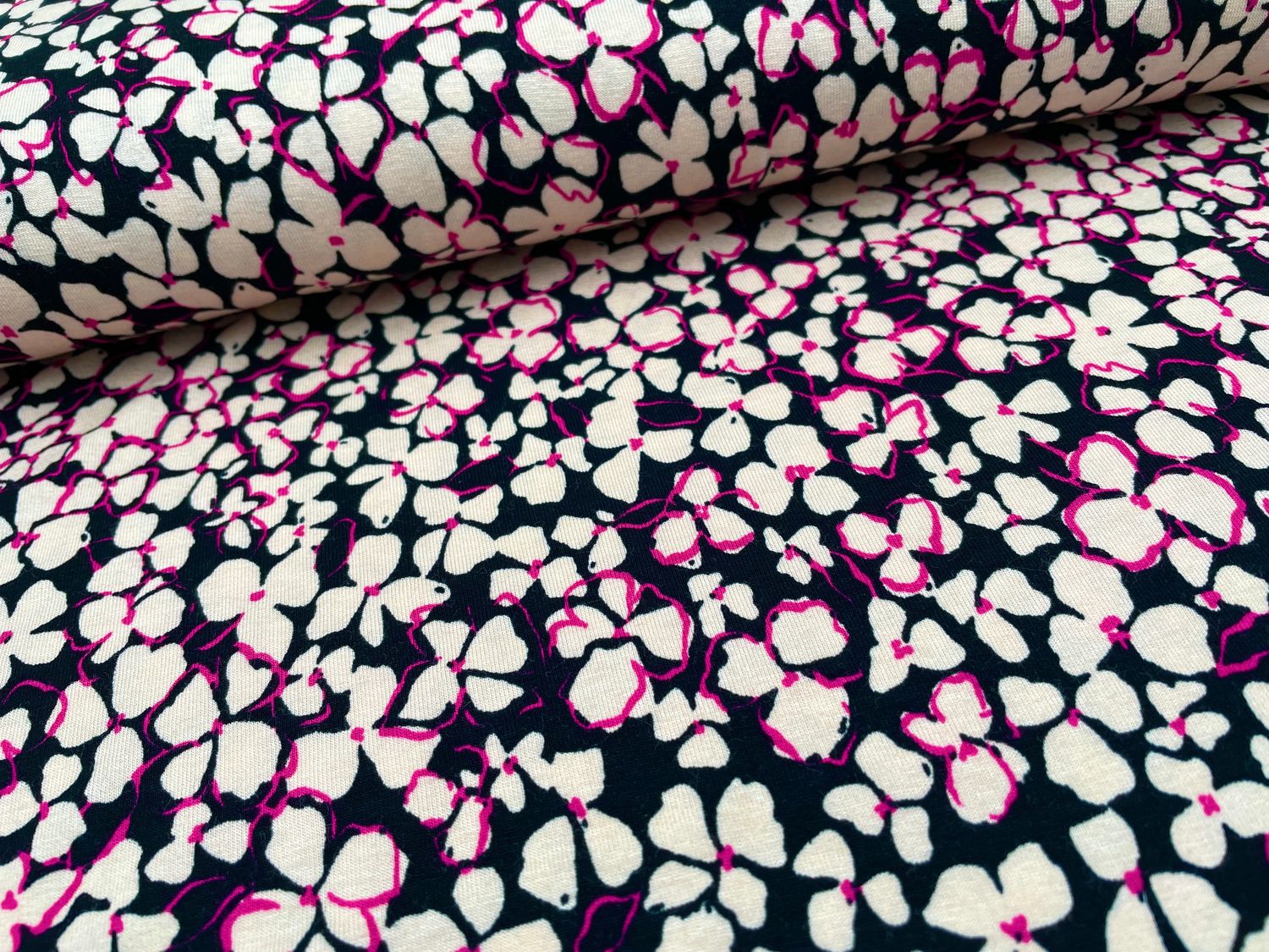Viskose Jersey "Pink Flowers" Blümchen