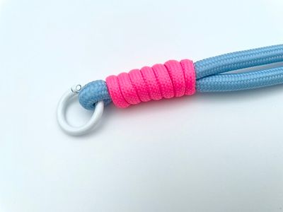 Kordel mit Karabiner Hellblau Neon Pink