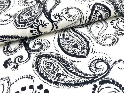 Viskose Twill Viskose Twill "Paisley" Weiß