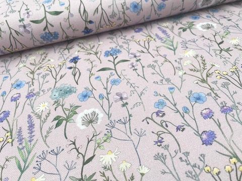 Baumwoll Canvas  Baumwoll Canvas "Wildblumen" Old Rose