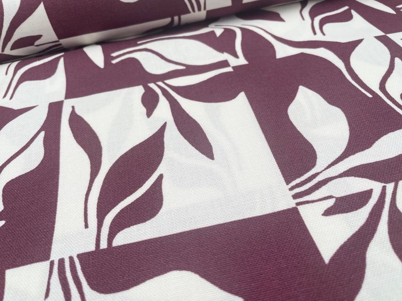 Baumwoll Canvas Baumwoll Canvas "Abstract Leaves" Beere