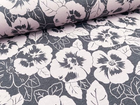 Jersey "Flowers" Anthrazit Melange