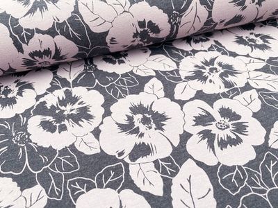 Jersey  Jersey "Flowers" Anthrazit Melange