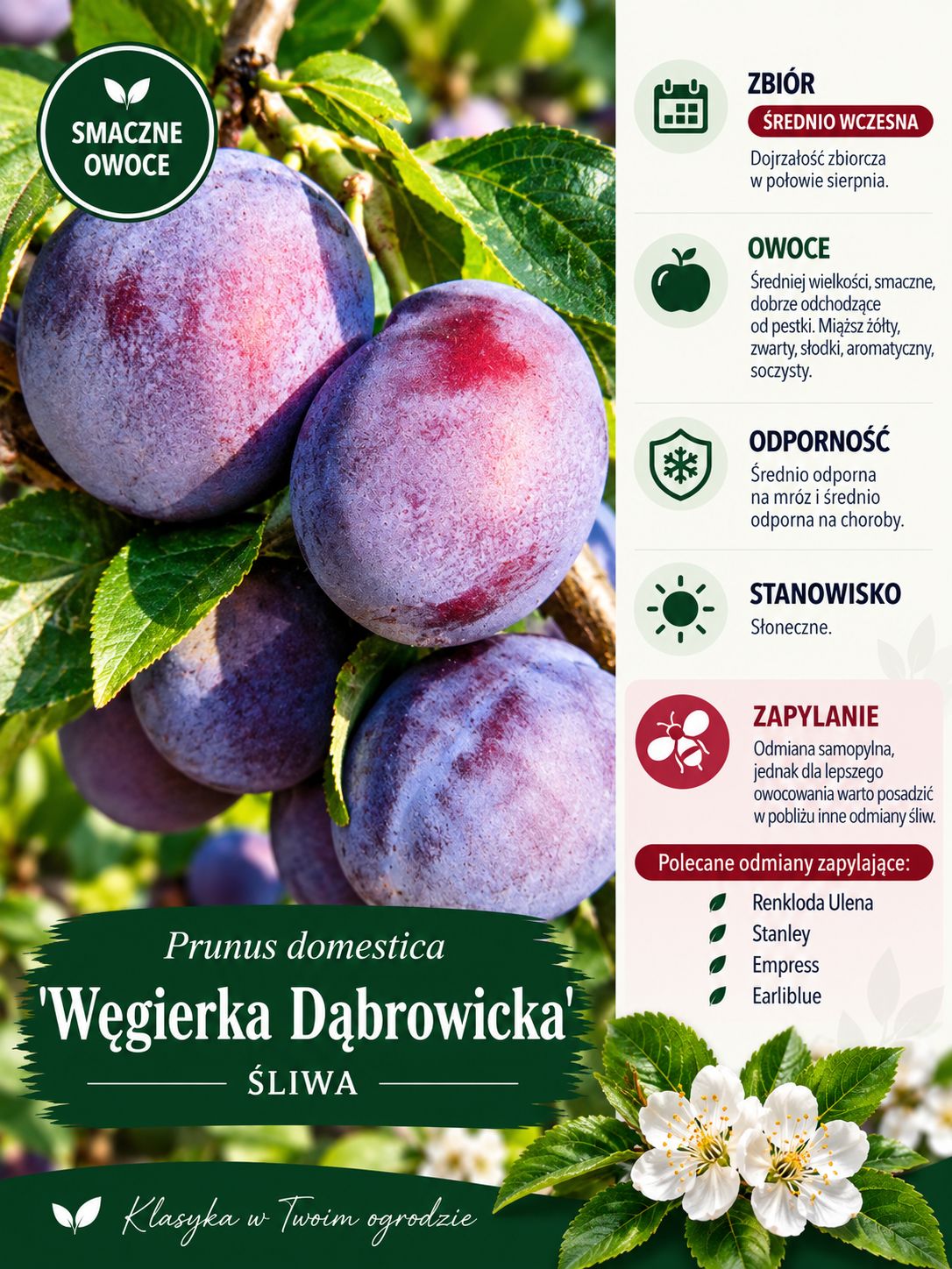 Śliwa w doniczce śliwka 'Węgierka Dąbrowicka'