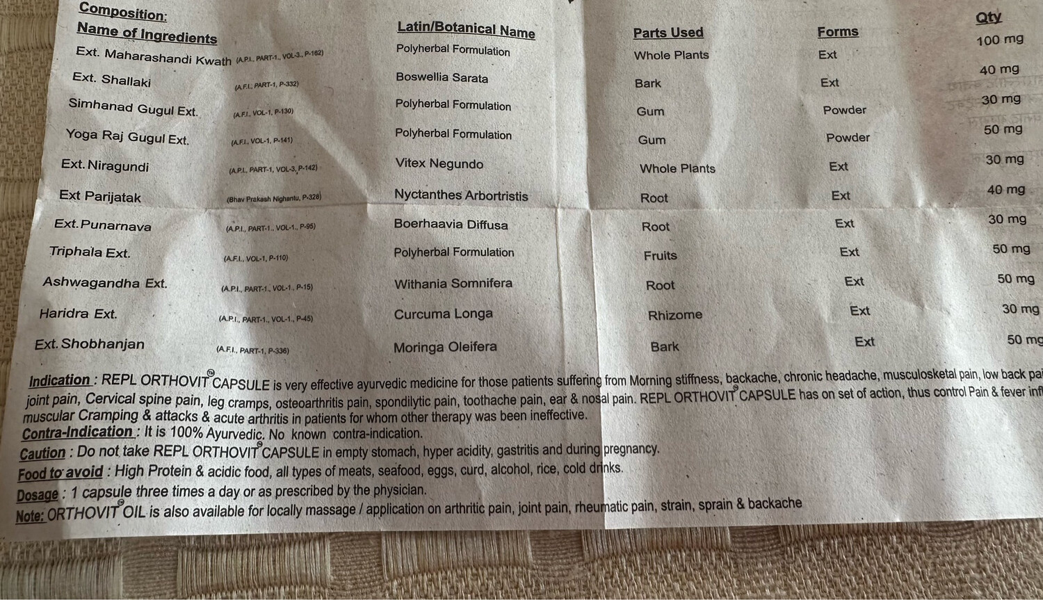 Orthovit Ayurvedic Pain Relief (30 caps)