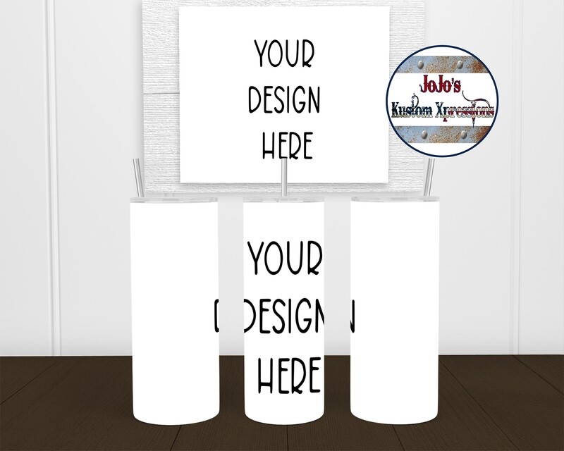 Custom Design 20oz White Stainless Steel Skinny Tumbler