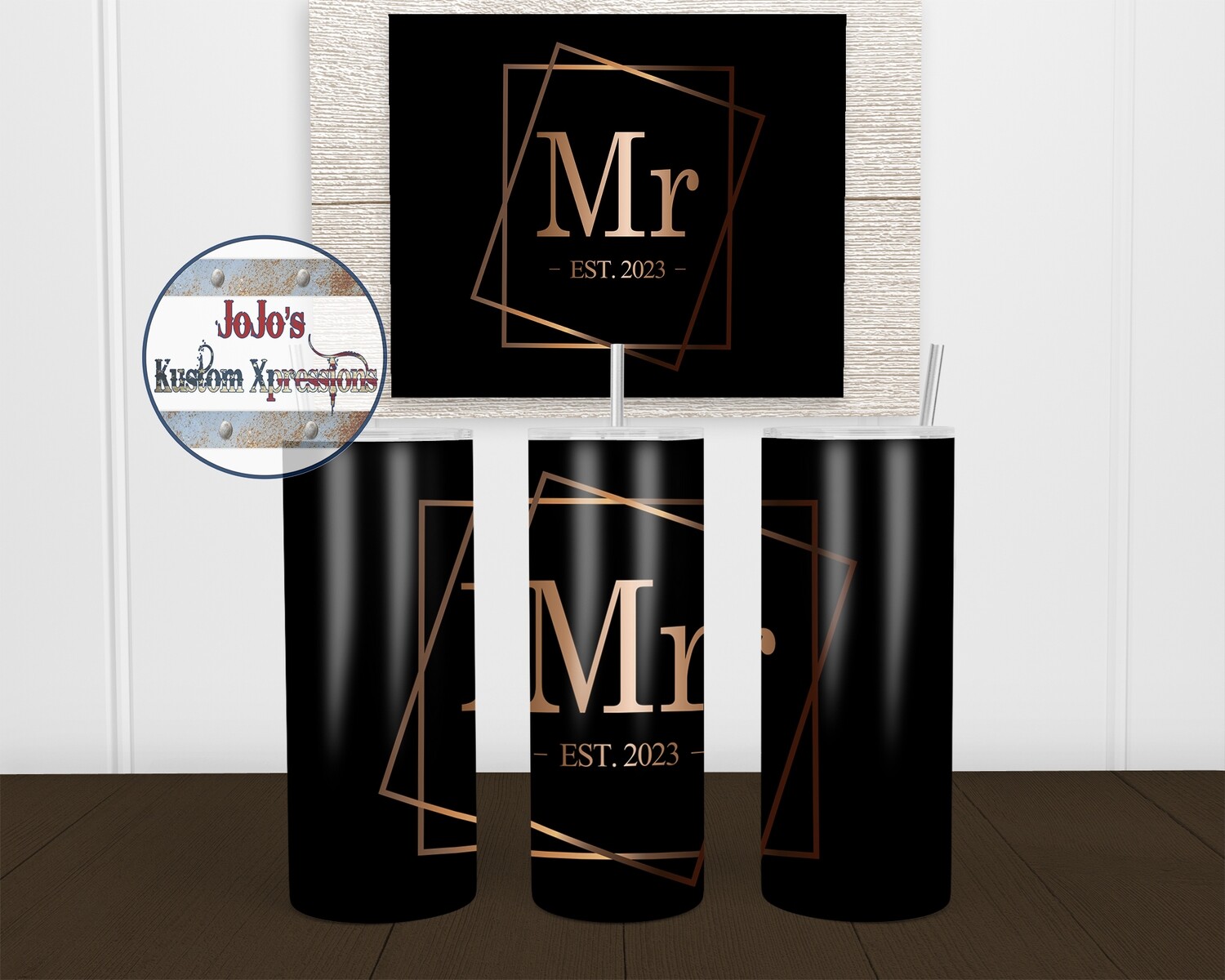 Mr. &amp; Mrs 20oz Skinny Tumbler Set