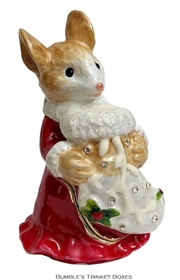 Sweet Christmas Mouse with Stocking Trinket Box