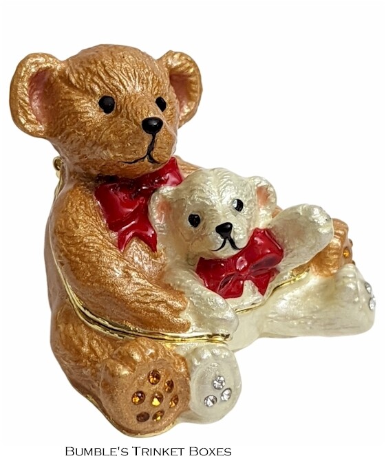 Teddy Bears with Red Bows Trinket Box