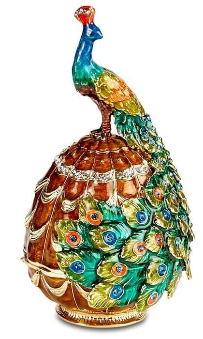 Peacock Standing on Egg #2 Trinket Box