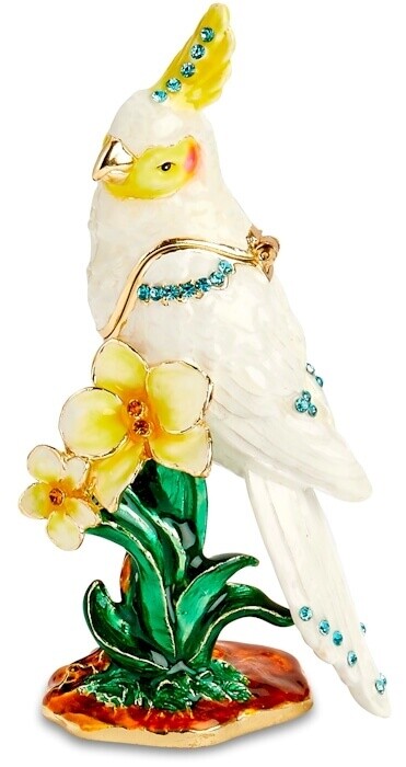 Cockatoo with Yellow Orchids Trinket Box