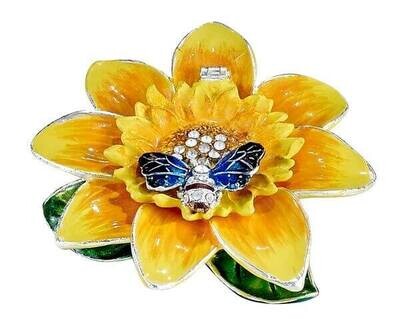 Yellow Daffodil With Bee Decorative Trinket Box