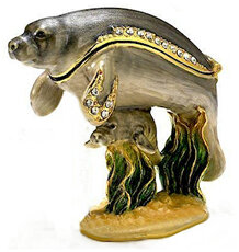 Mom and Baby Manatee Trinket Box