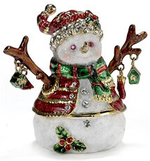 Red Snowman With Ornaments Trinket Box