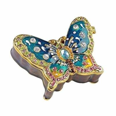 Pretty Blue Butterfly Trinket Box