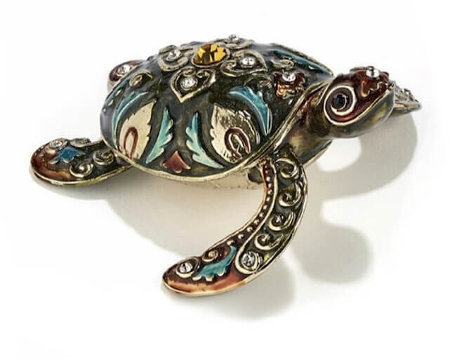 Decorated Sea Turtle Trinket Box