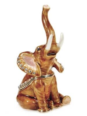Elephant with Trunk in the Air Trinket Box