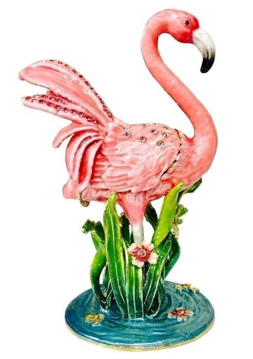 Flamingo in the Reeds Trinket Box