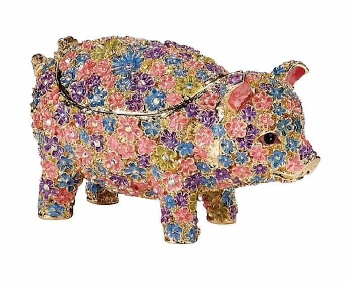 Floral Pig Trinket Box