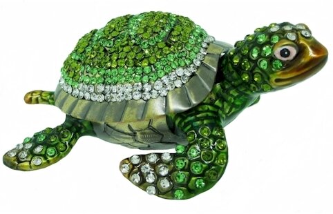 Green Encrusted Sea Turtle Trinket Box
