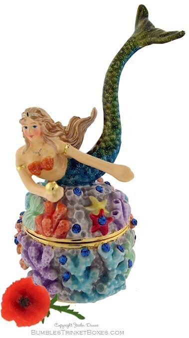 Mermaid on Coral Reef Trinket Box