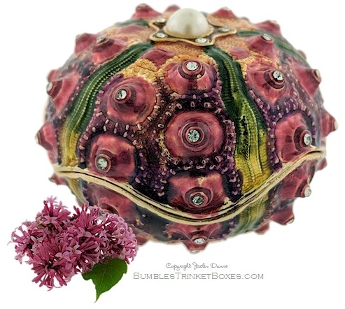 Sea Urchin- Purple-Red and Green Trinket Box
