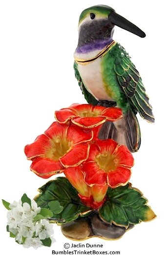 Hummingbird On Orange Hibiscus Trinket Box