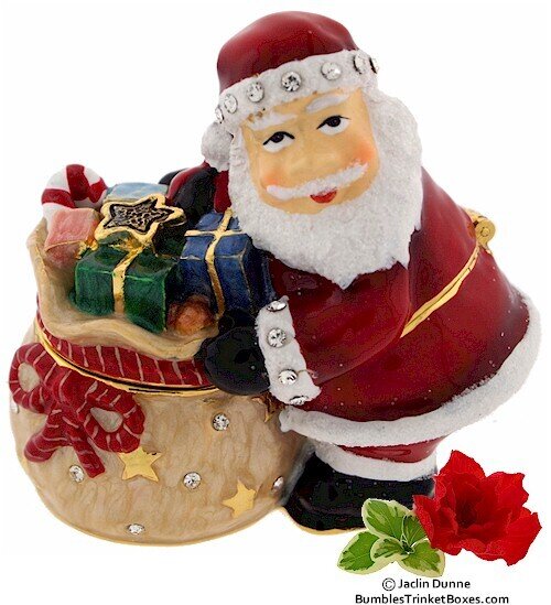 Whimsical Santa With Bag of Toys Trinket Box