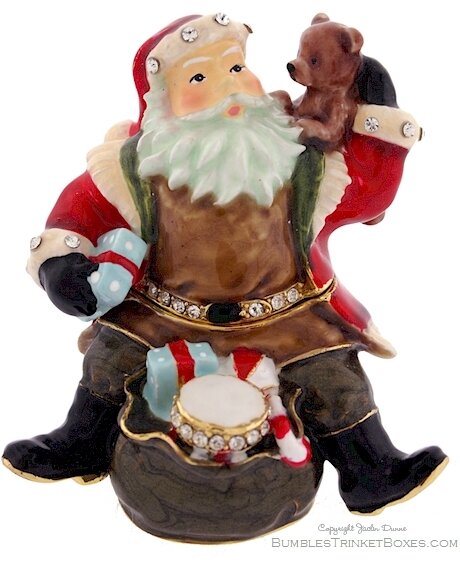 Santa Filling His Sack of Toys Trinket Box