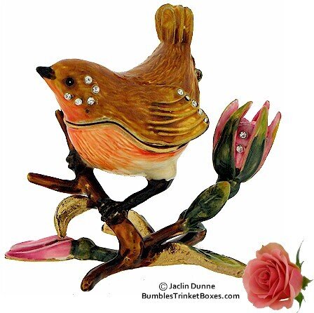 Bird on Flower Trinket Box