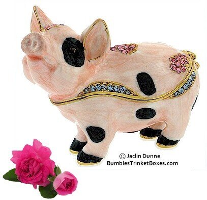 Pink Spotted Pig Trinket Box