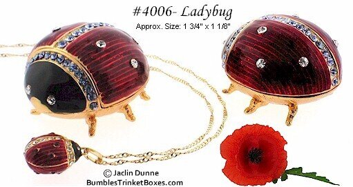 Ladybug Trinket Box with Pendant/Chain