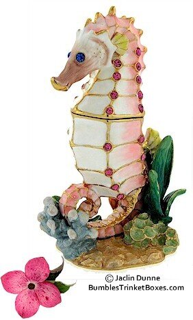 Pink Seahorse Trinket Box