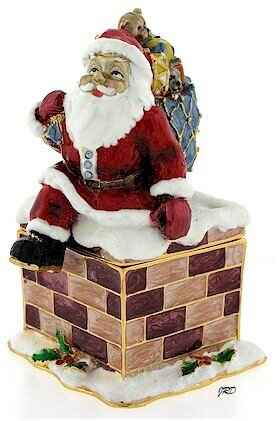 Discontinued- Santa With Chimney Trinket Box