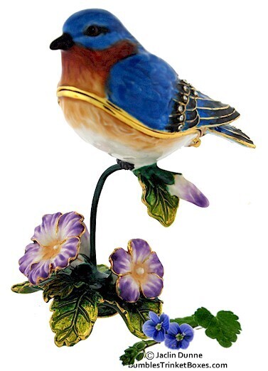 Blue Bird on Morning Glory Trinket Box