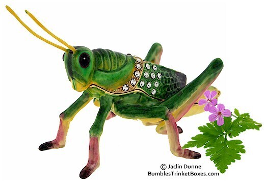 Green Grasshopper Trinket Box
