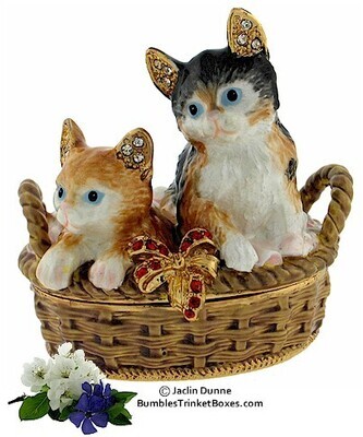 Kittens in a Basket Trinket Box