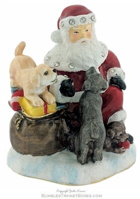 Santa Claus and Puppies Trinket Box