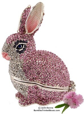Sparkling Pink Bunny Rabbit Trinket Box