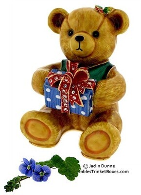 Holly Teddy Bear With Gift Trinket Box
