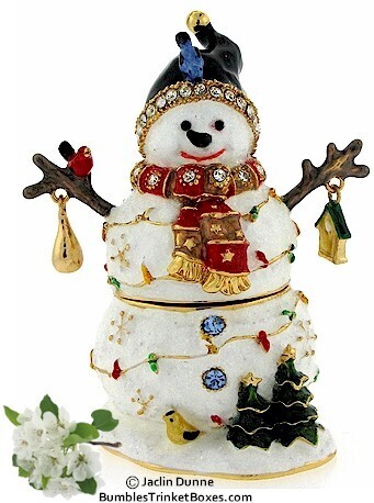 Snowman And Birds Trinket Box