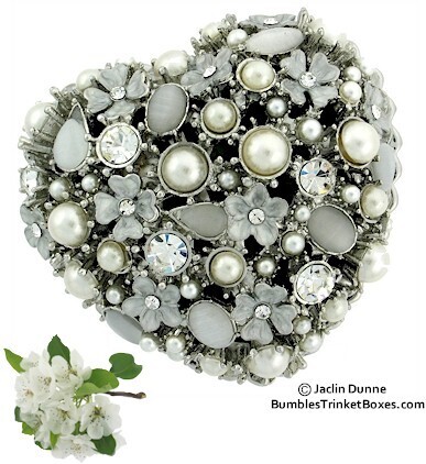 Heart Shape Filigree And Stones Trinket Box
