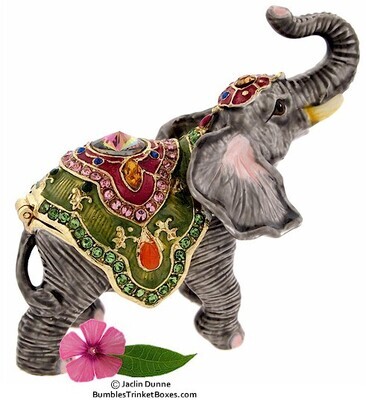 Elephant with Trunk in Air Trinket Box