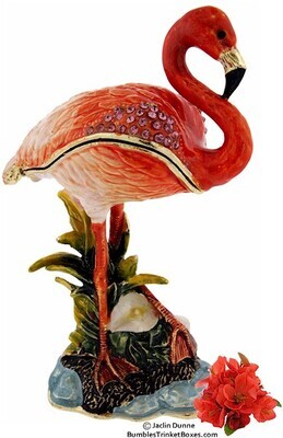 Flamingo on Shore Trinket Box