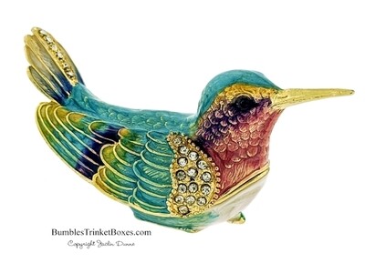 Miniature Hummingbird- Blue Trinket Box