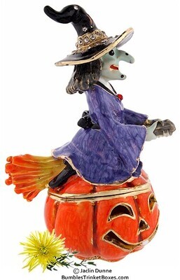Witch on Jack O Lantern Trinket Box