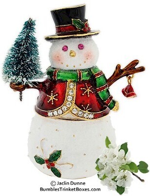 New Snowman with Christmas Tree Trinket Box