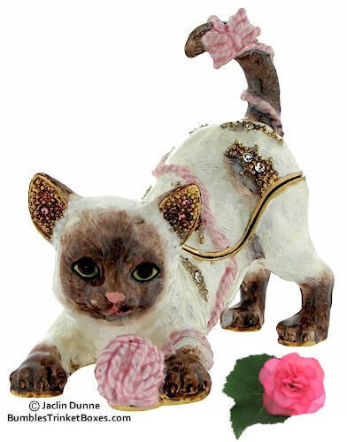 Cat Trinket Box- Kitten with Ball of Yarn
