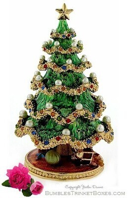 Christmas Tree With Imitation Pearl Ornaments Trinket Box