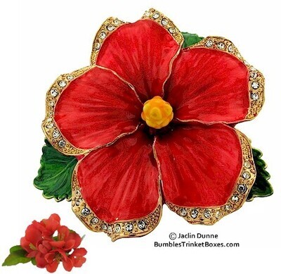 Floral Trinket Box- Red Hibiscus